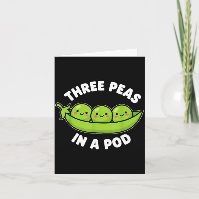 Tarjeta Funny Three Peas In A D Cute Kawaii  (Anverso)