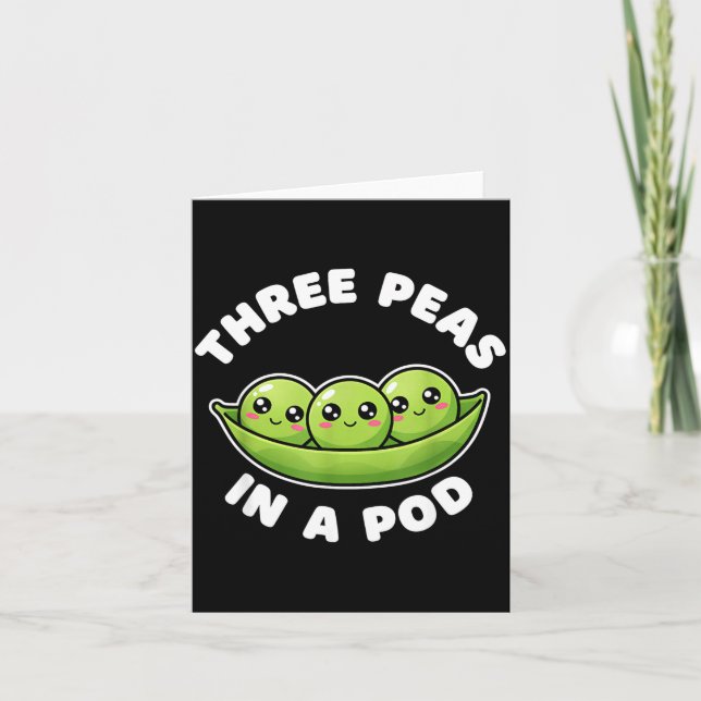 Tarjeta Funny Three Peas In A D Cute Kawaii  (Anverso)