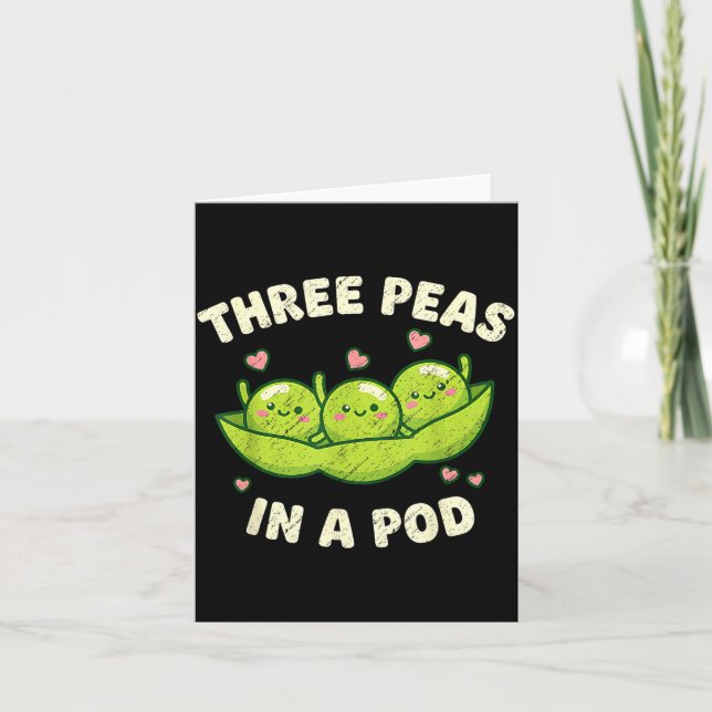 Tarjeta Funny Three Peas In A D Cute Kawaii  (Anverso)