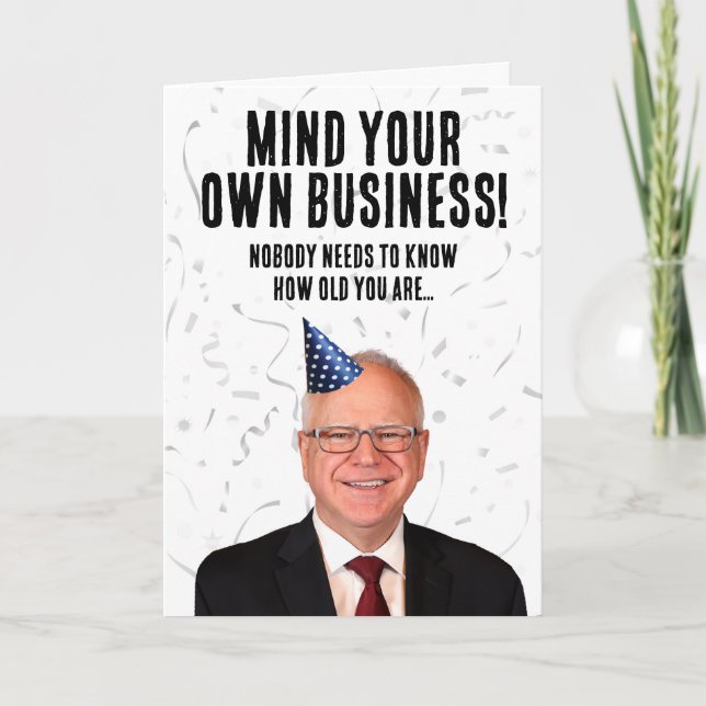Tarjeta Funny Tim Walz Cumpleaños - Métete con tu propio n (Anverso)