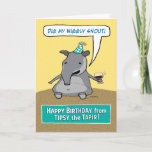 Tarjeta Funny Tipsy the Tapir Birthday<br><div class="desc">This funny birthday card features Tipsy the Tapir,  who likes to get his drink on and brag about his wiggly snout. 

Thanks for choosing this original design by © Chuck Ingwersen and supporting me — an independent artist! I post cartoons every day on Instagram: https://www.instagram.com/captainscratchy</div>