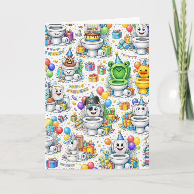 Tarjeta Funny Toilet Birthday Party (Anverso)