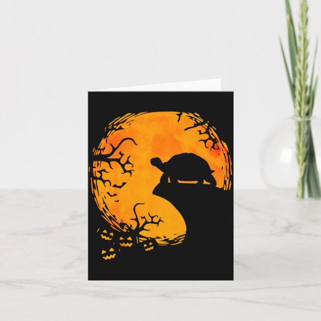 Tarjeta Funny Tortoise Halloween Silhouette Soky Tortoise  (Anverso)