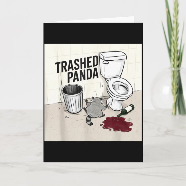 Tarjeta Funny Trashed Panda Racoon Gets Drunk  (Anverso)