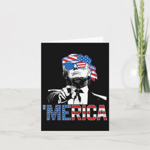 Tarjeta Funny Trump 4 De Julio Bandera Estadounidense Sung