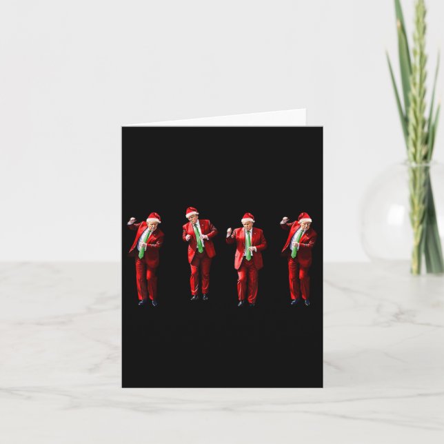 Tarjeta Funny Trump baila Papá Noel Navidades Navidad Paja (Anverso)