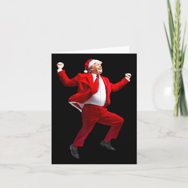 Tarjeta Funny Trump baila Papá Noel Navidades Navidad Paja (Anverso)