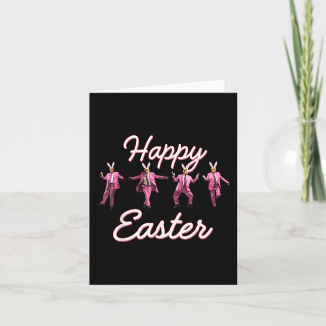 Tarjeta Funny Trump Dance Happy Easter Bunny Spring Hunt E (Anverso)
