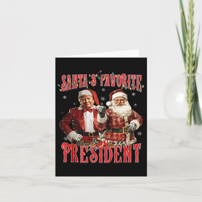 Tarjeta Funny Trump, el presidente favorito de Santa Claus (Anverso)