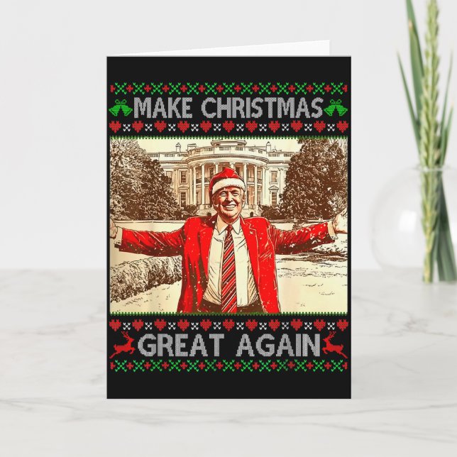Tarjeta Funny Trump Make Christmas Great Again Xmas Family (Anverso)