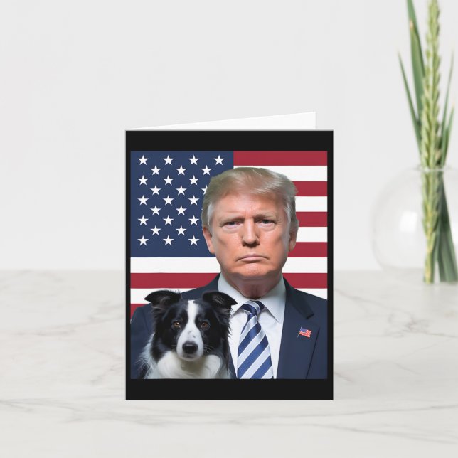 Tarjeta Funny Trump Y El Perro De La Frontera Collie Elecc (Anverso)
