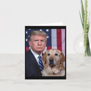 Tarjeta Funny Trump Y El Perro Golden Retriever
