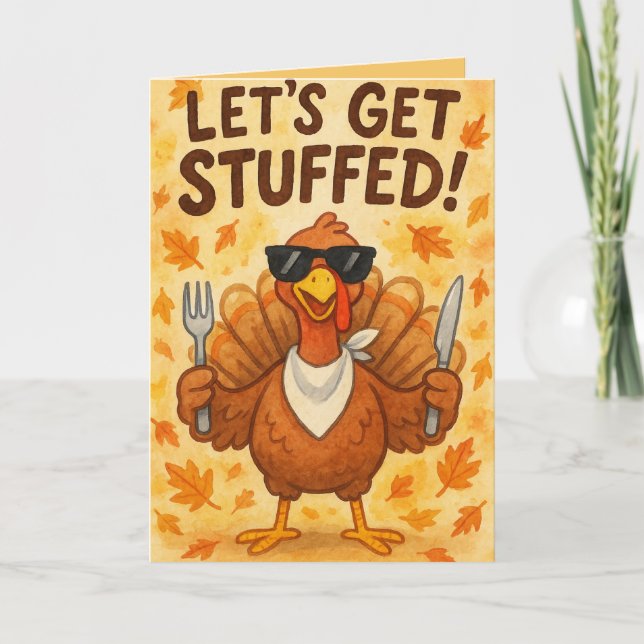 Tarjeta Funny Turkey Day Card – Hilarious Thanksgiving Hum (Anverso)