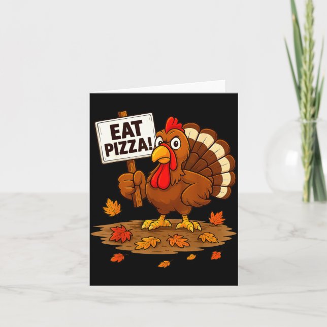 Tarjeta Funny Turkey Eat Zza Thanksgiving For Men Women Ki (Anverso)