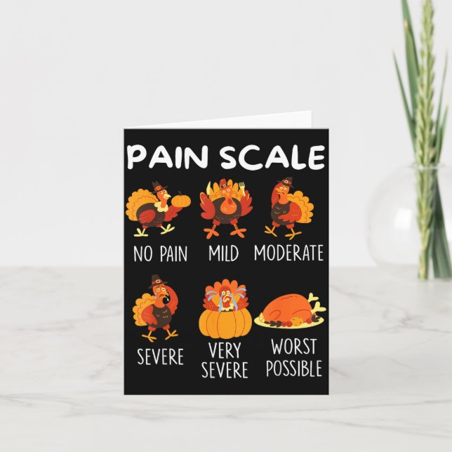 Tarjeta Funny Turkey Pain Scale Thanksgiving Cna Er Nurse  (Anverso)
