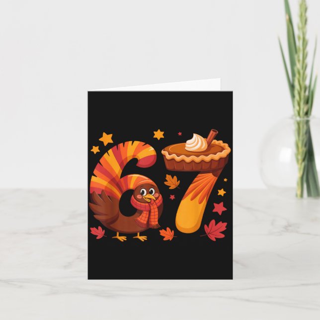 Tarjeta Funny Turkey Thanksgiving 67 Meme Six Seven  (Anverso)