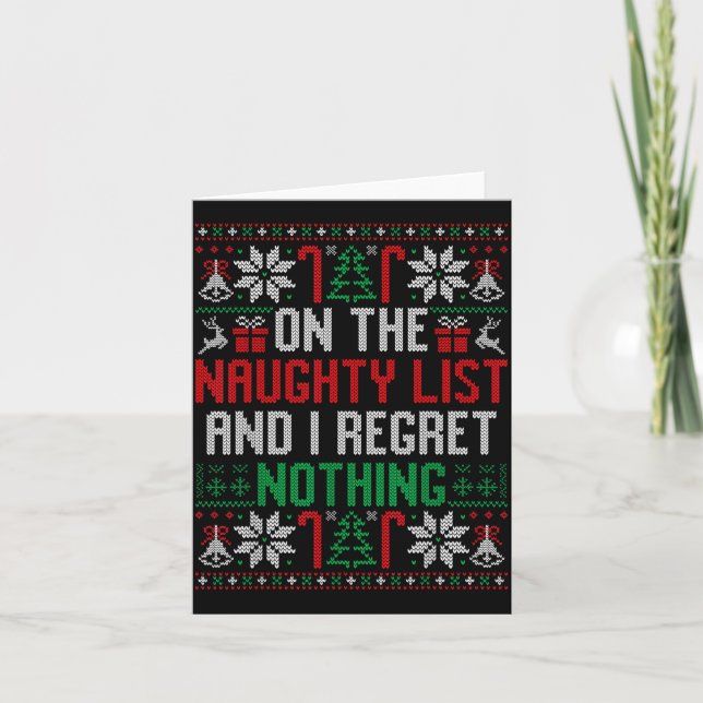 Tarjeta Funny Ugly Christmas I Regret Nothing Xmas Gift  (Anverso)