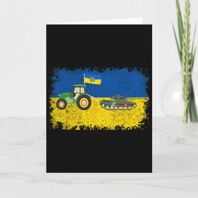 Tarjeta Funny Ukrainian Farmer Steals Tank Meme I Stand Wi (Anverso)