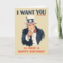 Tarjeta Funny Uncle Sam Patriotic Cumpleaños