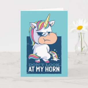 Tarjeta Funny Unicorn no mira a mi cuerno
