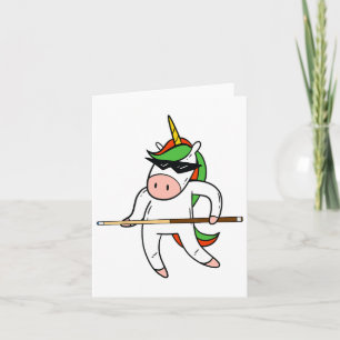 Tarjeta Funny Unicornio Con Sombrillas Jugando Billiards G