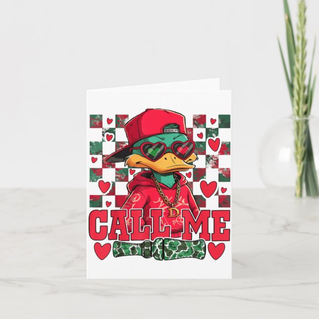 Tarjeta Funny Valentine's Day Boy Duck Hunting Call Me Tod (Anverso)