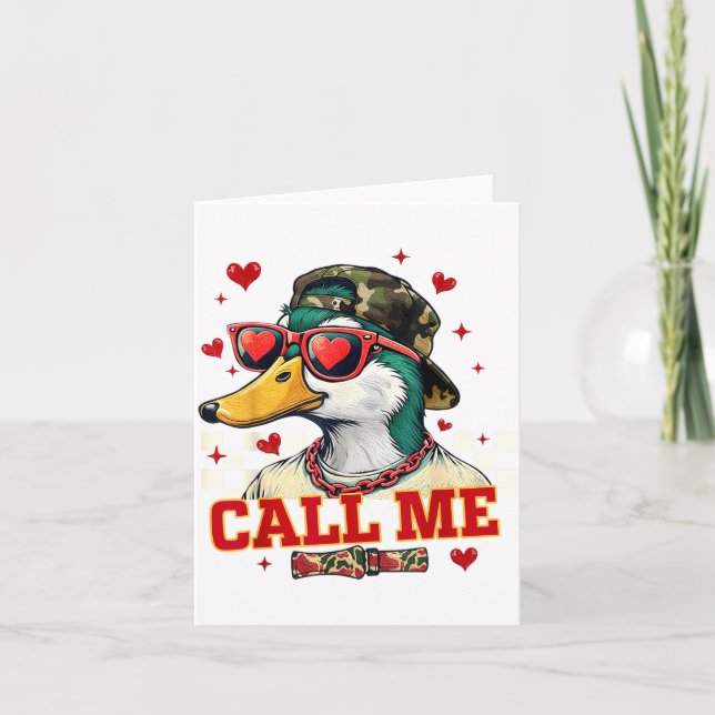 Tarjeta Funny Valentine's Day Boy Duck Hunting Call Me Tod (Anverso)