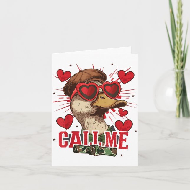 Tarjeta Funny Valentine's Day Boy Duck Hunting Call Me Tod (Anverso)