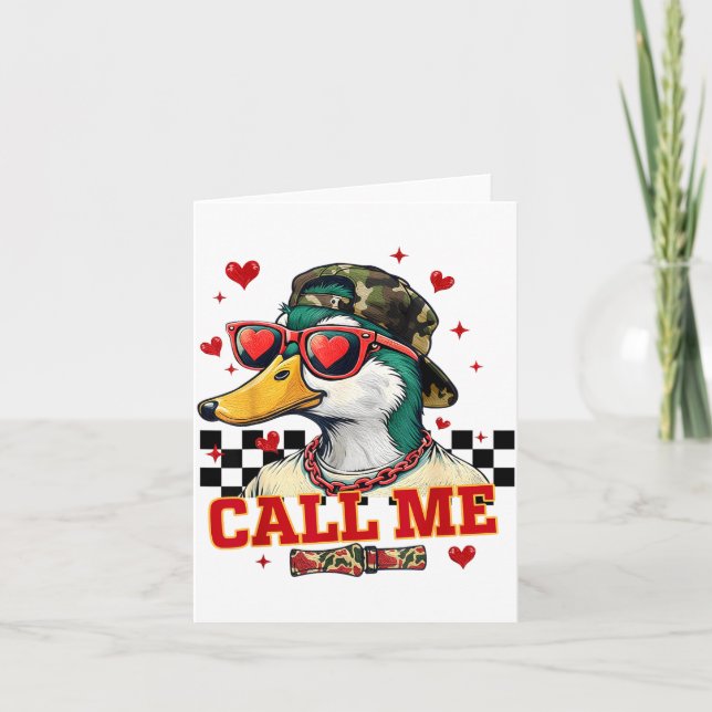 Tarjeta Funny Valentine's Day Boy Duck Hunting Call Me Tod (Anverso)