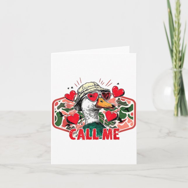Tarjeta Funny Valentines Day Call Me Duck Hunting Men Wome (Anverso)
