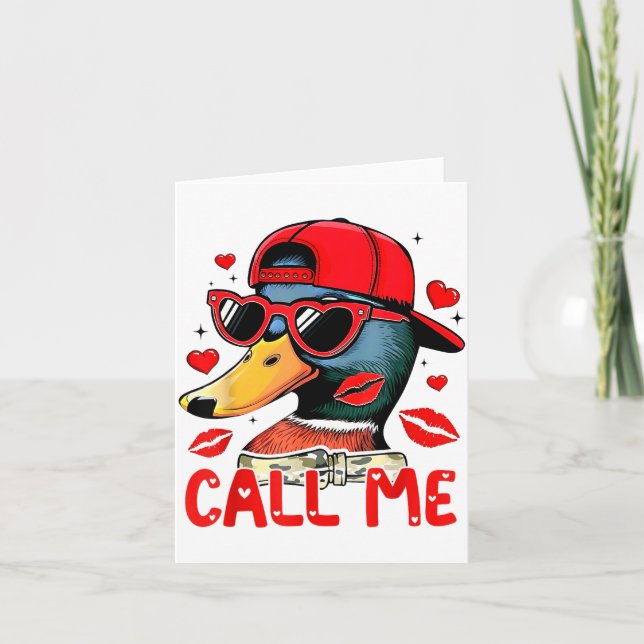 Tarjeta Funny Valentines Day Call Me Duck Hunting Men Wome (Anverso)