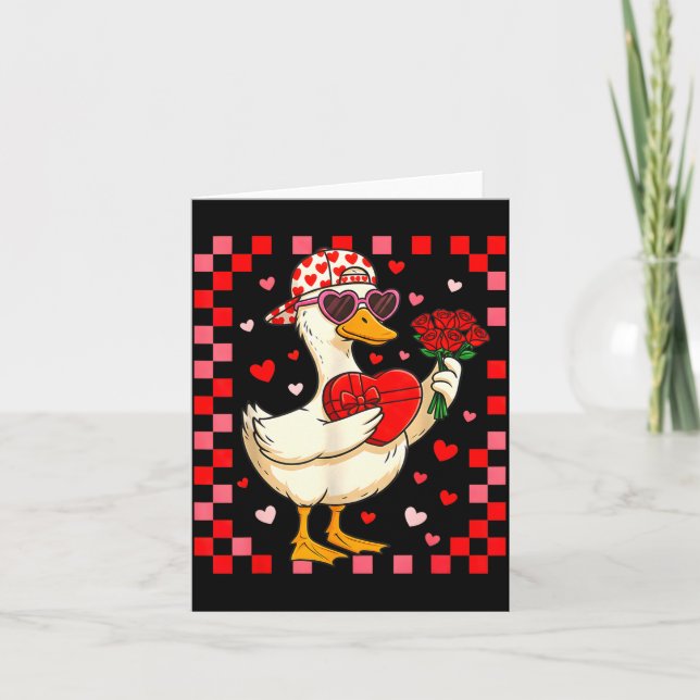 Tarjeta Funny Valentines Day Duck Heart Valentine Cud Kids (Anverso)