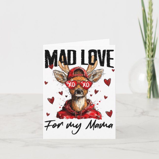 Tarjeta Funny Valentine's Day Mad Love For My Mama Deer Hu (Anverso)