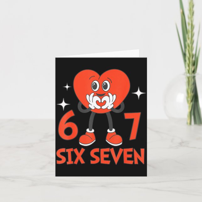 Tarjeta Funny Valentines Six Seven Hearts 6 7 Meme Boys Gi (Anverso)