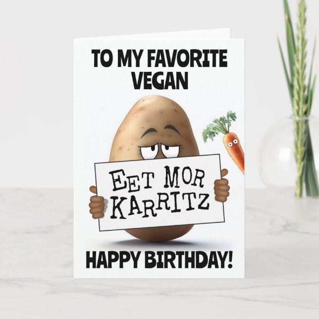 Tarjeta Funny Vegan Birthday Card (Anverso)