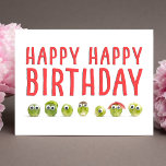 Tarjeta Funny Veggie Birthday Card - Diseño Cute Sprout<br><div class="desc">Esta divertida tarjeta de cumpleaños veggie presenta un alegre grupo de brotes de Bruselas con ojos de googre y texto rojo audaz que dice "FELIZ CUMPLEAÑOS". Es una manera divertida y peculiar de celebrar — perfecta para los amantes de las verduras, amigos basados en plantas, o cualquiera que disfrute de...</div>