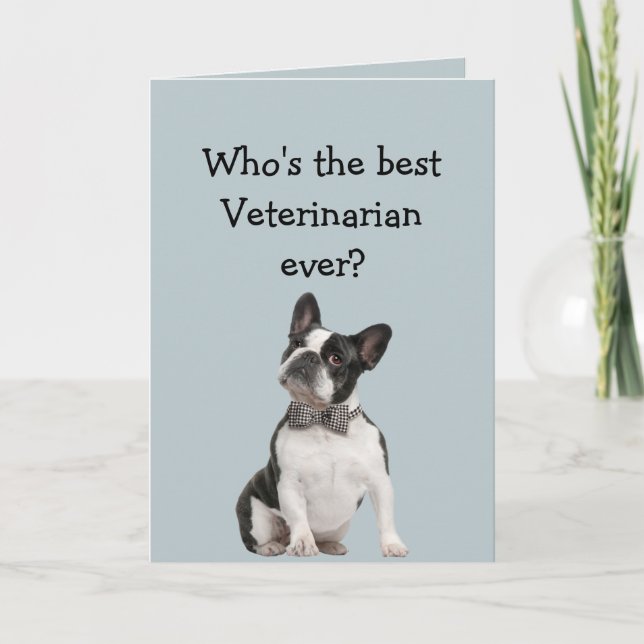 Tarjeta Funny Veterinarian Thank You Wishes Boston Terrier (Anverso)