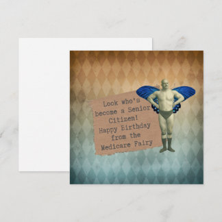 Tarjeta Funny Vintage Men Fairy Senior Birday Card
