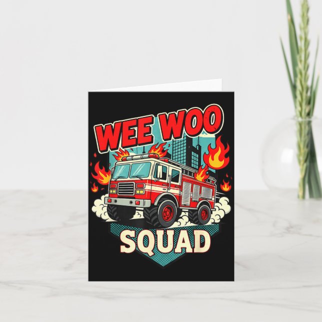 Tarjeta Funny Wee Woo Squad Fire Department Firefighter Fi (Anverso)