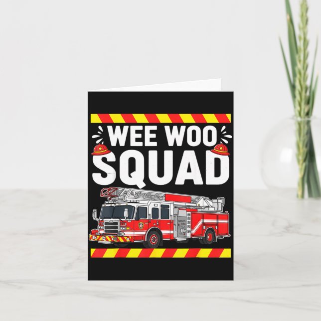 Tarjeta Funny Wee Woo Squad Fire Department Firefighter Fi (Anverso)