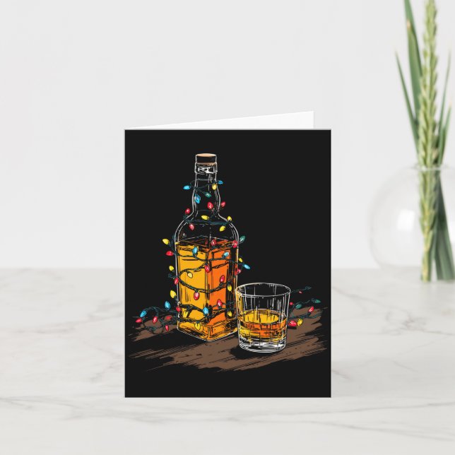 Tarjeta Funny Whiskey Christmas Graphics Lights Lover Long (Anverso)