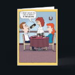 Tarjeta Funny Wine Taster Birthday Card<br><div class="desc">Aquí hay una graciosa tarjeta de cumpleaños personalizado con una pareja en un restaurante elegante, y un tipo que se lo lleva un poco demasiado lejos cuando le pregunta el servidor si le gustaría probar el vino. Gracias por elegir este diseño original de © Chuck Ingwersen. Publico personalizados en Instagram:...</div>
