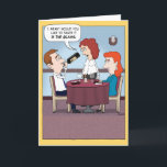Tarjeta Funny Wine Taster Birthday Card<br><div class="desc">Aquí hay una graciosa tarjeta de cumpleaños personalizado con una pareja en un restaurante elegante, y un tipo que se lo lleva un poco demasiado lejos cuando le pregunta el servidor si le gustaría probar el vino. Gracias por elegir este diseño original de © Chuck Ingwersen. Publico personalizados en Instagram:...</div>