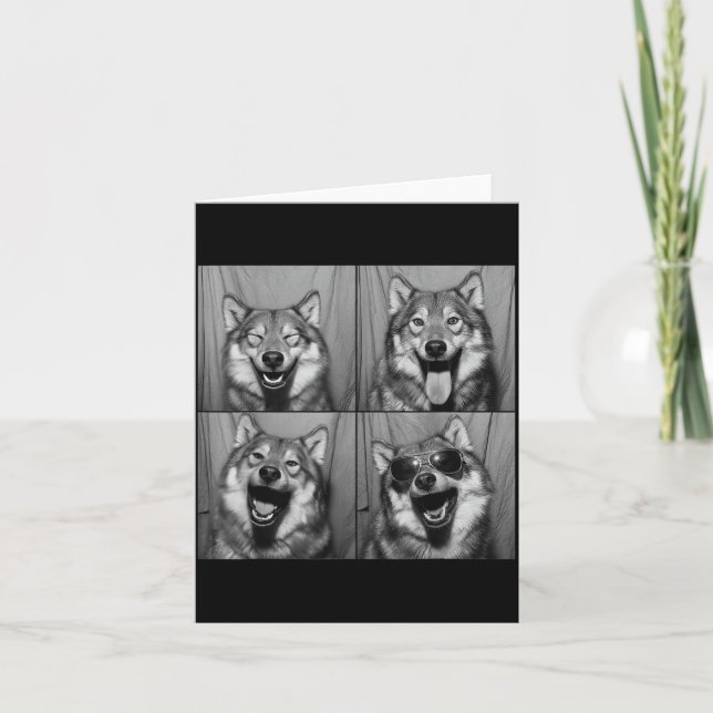 Tarjeta Funny Wolf Photo Booth Sungles Dog  (Anverso)