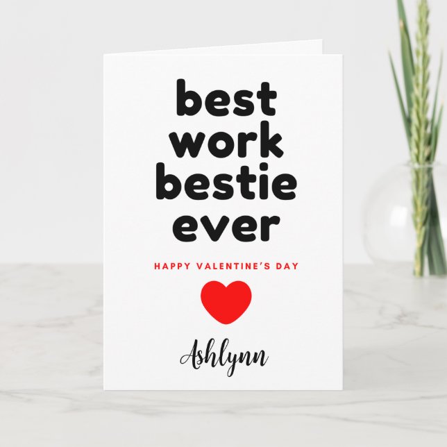 Tarjeta Funny Work Bestie El día de San Valentín (Anverso)