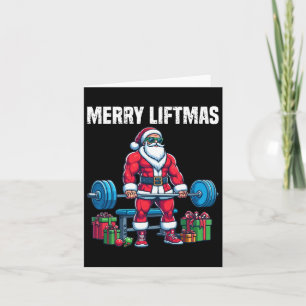 Tarjeta Funny Workout Lifting Navidades Santa Squat Gym Bo