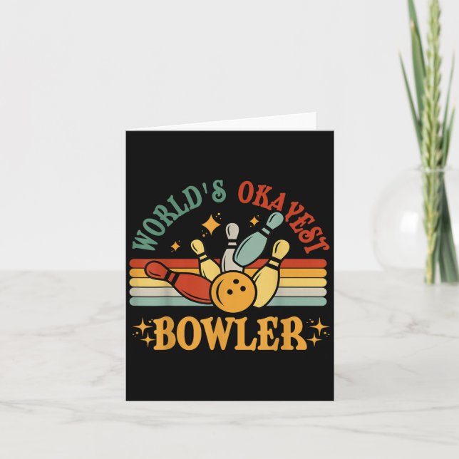 Tarjeta Funny Worlds Okayest Bowler Team Men (Anverso)