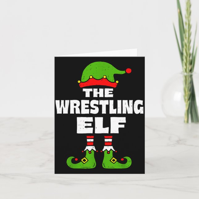 Tarjeta Funny Wrestling Elf Christmas Wrestler Mens Womens (Anverso)