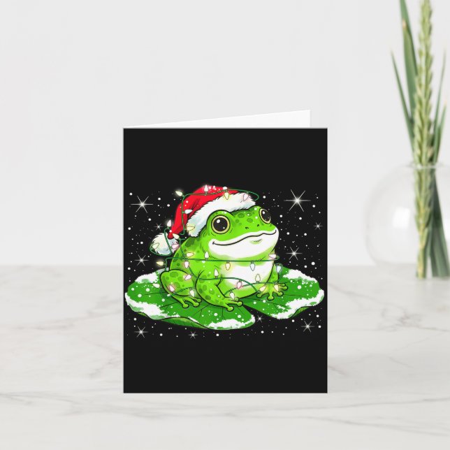 Tarjeta Funny Xmas Lights Frog Cute Toad Frogs Women Men K (Anverso)