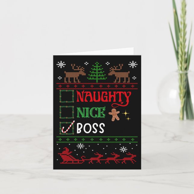 Tarjeta Funny Xmas Nice Naughty List Navidades Jefe (Anverso)
